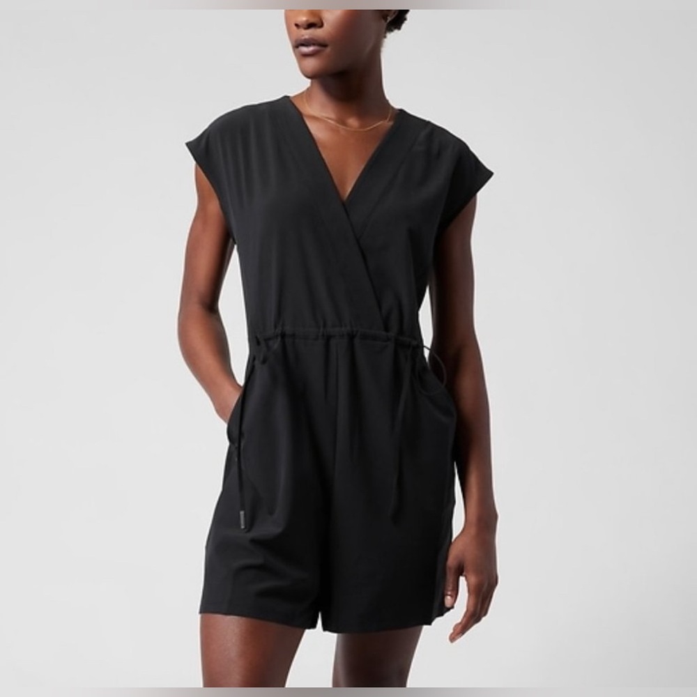 Athleta Marlow Romper Black Small UPF 50 Athleta Sleeveless Jumpsuit